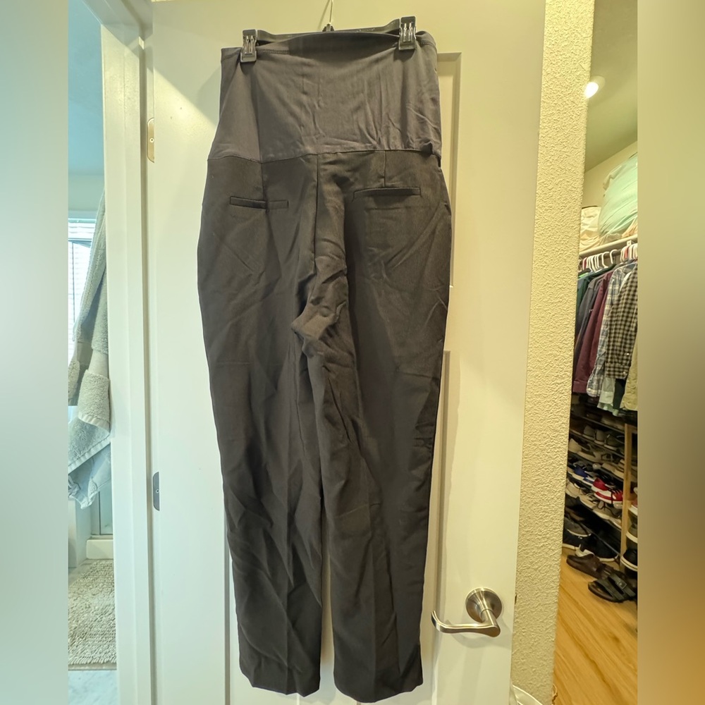 PinkBlush Black Stretchy Slim Fit Crop Maternity Dress Pants Large - Picture 5 of 8